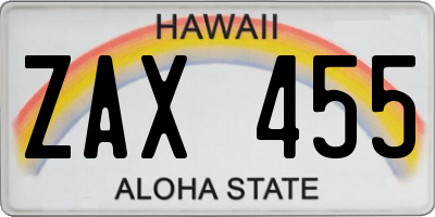 HI license plate ZAX455