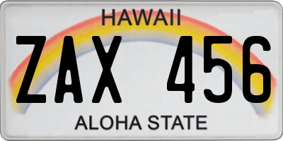HI license plate ZAX456