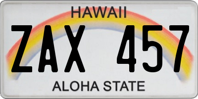 HI license plate ZAX457