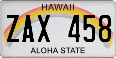 HI license plate ZAX458