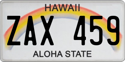 HI license plate ZAX459