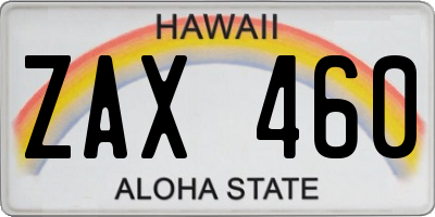 HI license plate ZAX460