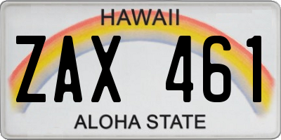 HI license plate ZAX461