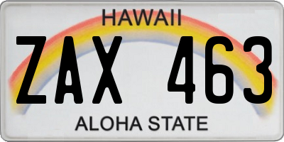 HI license plate ZAX463