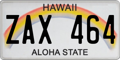 HI license plate ZAX464