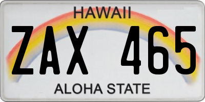 HI license plate ZAX465