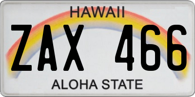 HI license plate ZAX466