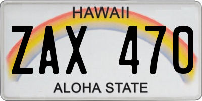 HI license plate ZAX470