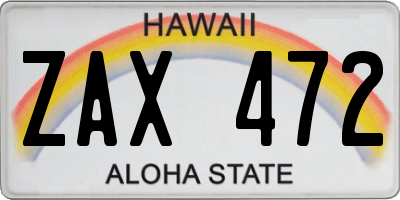 HI license plate ZAX472