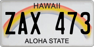 HI license plate ZAX473