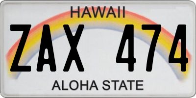 HI license plate ZAX474