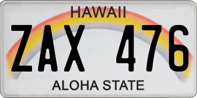 HI license plate ZAX476