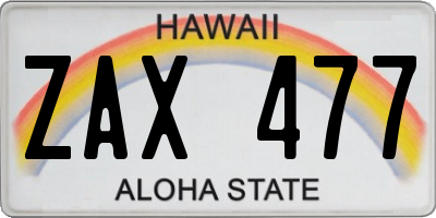HI license plate ZAX477