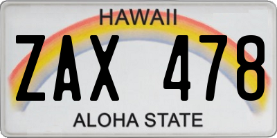 HI license plate ZAX478