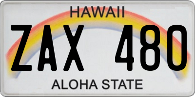HI license plate ZAX480