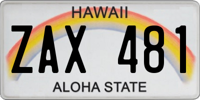 HI license plate ZAX481