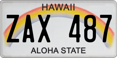 HI license plate ZAX487