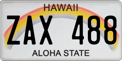 HI license plate ZAX488