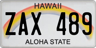 HI license plate ZAX489