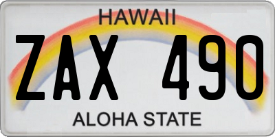 HI license plate ZAX490