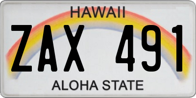 HI license plate ZAX491