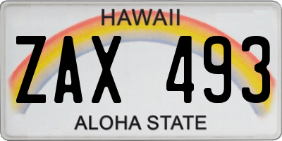 HI license plate ZAX493