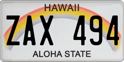 HI license plate ZAX494