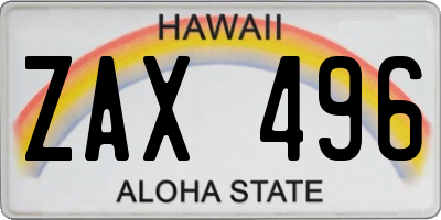 HI license plate ZAX496