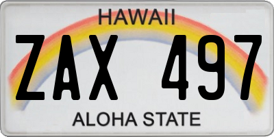 HI license plate ZAX497