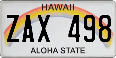 HI license plate ZAX498