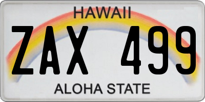 HI license plate ZAX499