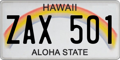 HI license plate ZAX501