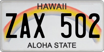 HI license plate ZAX502