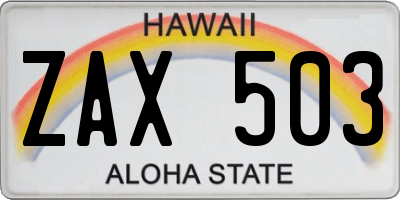 HI license plate ZAX503