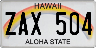 HI license plate ZAX504
