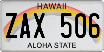 HI license plate ZAX506