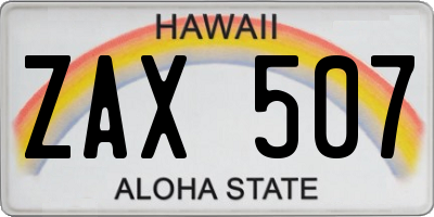 HI license plate ZAX507