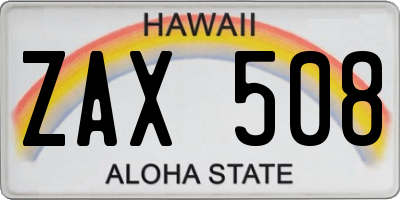 HI license plate ZAX508
