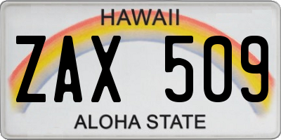 HI license plate ZAX509