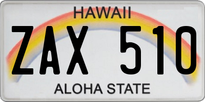 HI license plate ZAX510