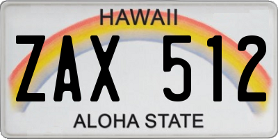 HI license plate ZAX512