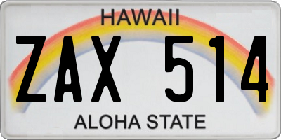 HI license plate ZAX514