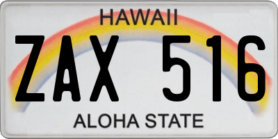 HI license plate ZAX516