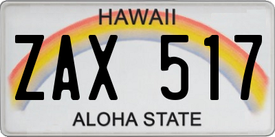 HI license plate ZAX517
