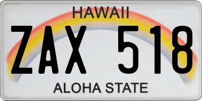 HI license plate ZAX518