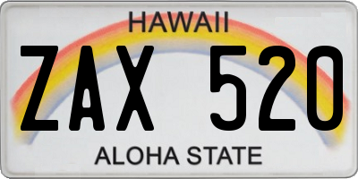 HI license plate ZAX520