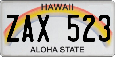 HI license plate ZAX523