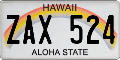HI license plate ZAX524