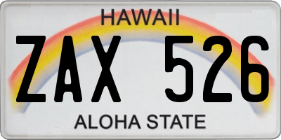 HI license plate ZAX526