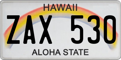 HI license plate ZAX530